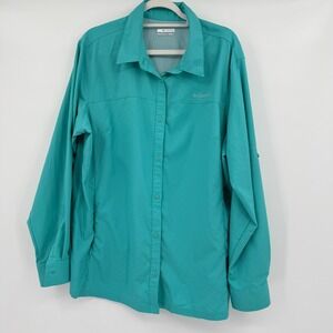 Columbia Women's PFG Omni-Shade Fishing Shirt 2X Tall Aqua Vented Sun Protection